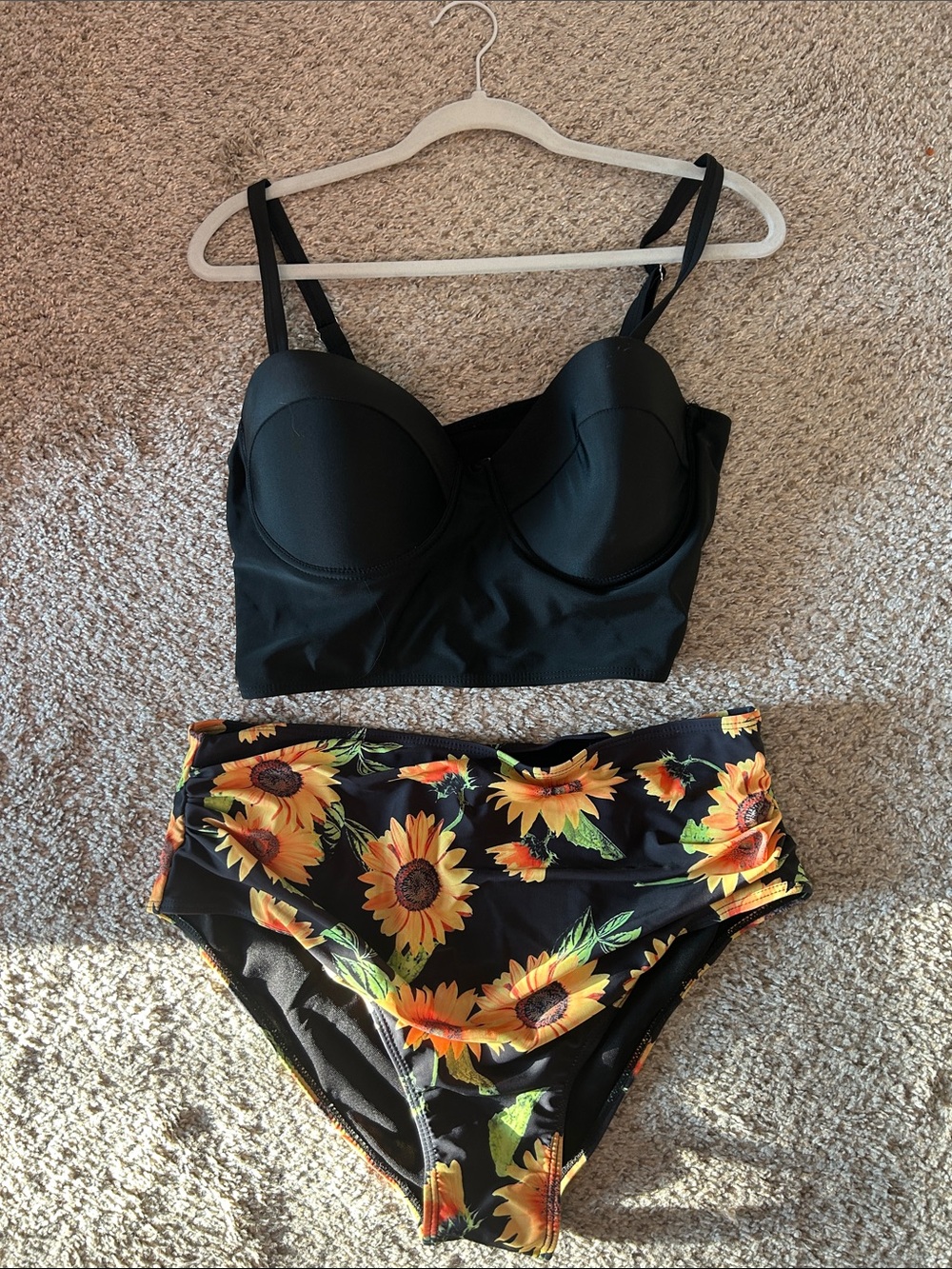 Black sunflower tankini